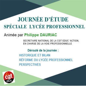 Stage syndical : JOURNEE D'ETUDE SPECIALE REFORME LYCEE PROFESSIONNEL