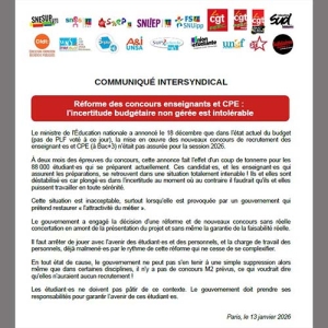 Réforme des concours enseignants et CPE : l'incertitude budgétaire non gérée est intolérable