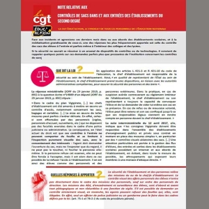 Note relative aux contrôles de sacs dans et aux entrées des établissements du second degré