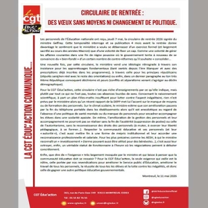 Circulaire de rentrée : des voeux sans moyens ni changement de Politique