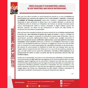 Fortes chaleurs et plan ministériel Canicule du vent ministériel mais rien de rafraîchissant…