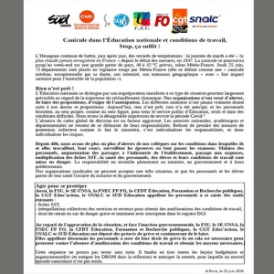 Canicule dans l’Éducation nationale et conditions de travail, Stop, ça suffit !