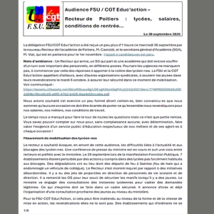 Audience FSU / CGT Educ’action  –  Recteur de Poitiers 