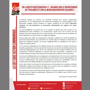 Un « coup d’accélérateur » ?… oui mais sur le recrutement de titulaires et sur la revalorisation des salaires !
