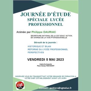 Journée d'étude spéciale Lycée Professionnel (réforme voie pro)